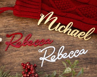 Custom Christmas Stocking Name Tags, Acrylic Christmas Stocking Name Tag Personalized, Christmas Gifts Bag Tags, Christmas Hanging Decor