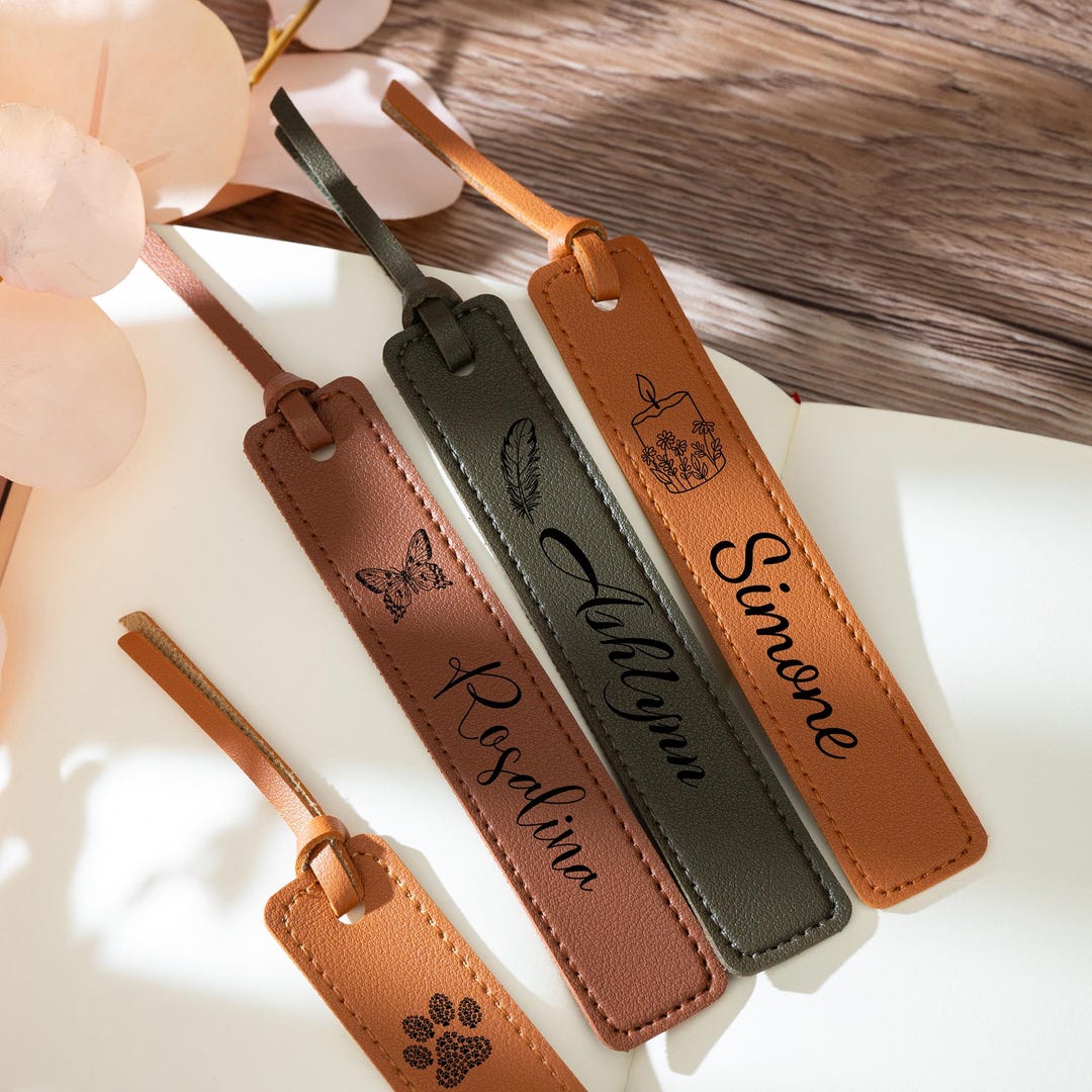 Custom Leather Bookmark With Custom Design & Name – Personalized Laser ...