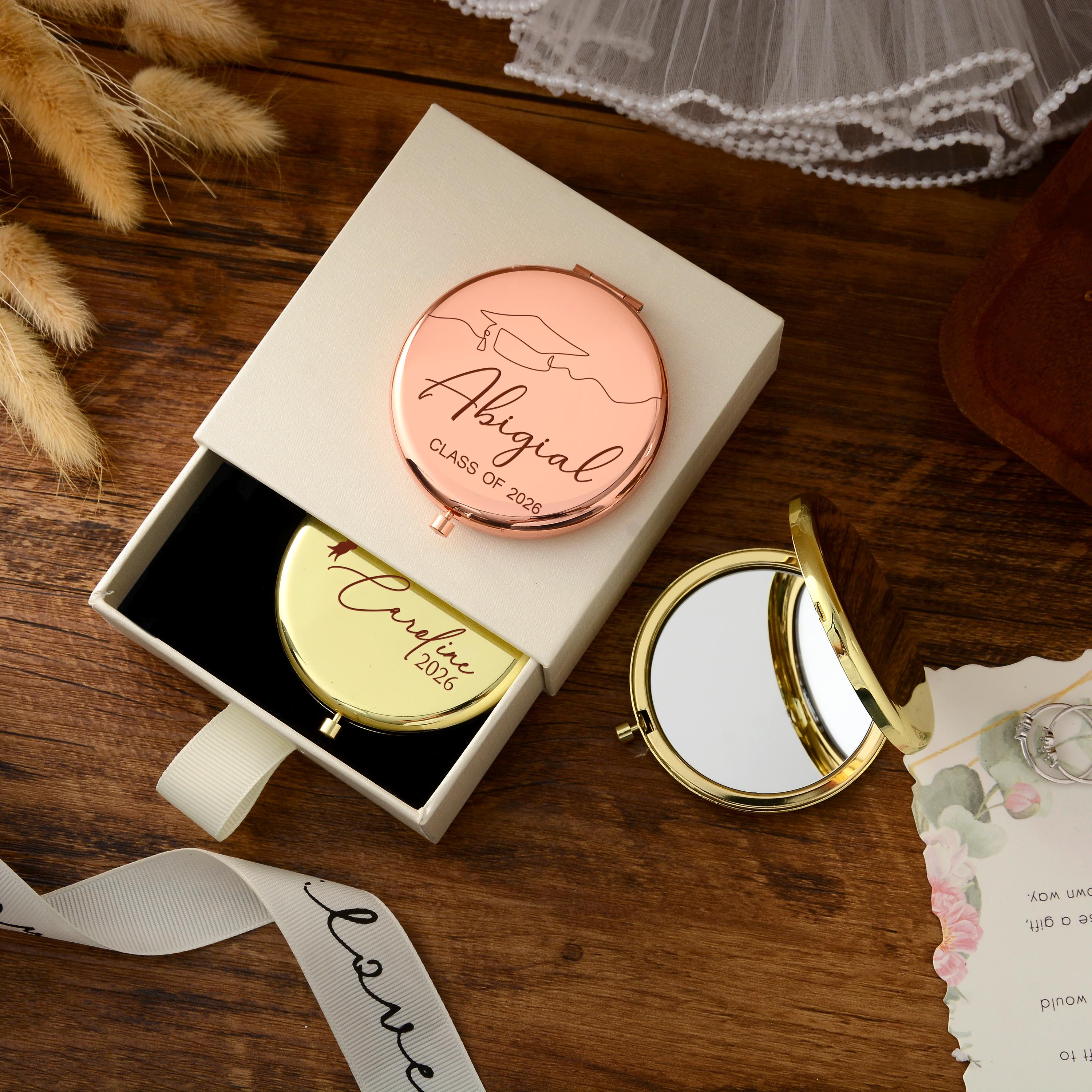 Engraved Makeup Mirror for Graduation, Personalized 2026 Graduate Gift ...