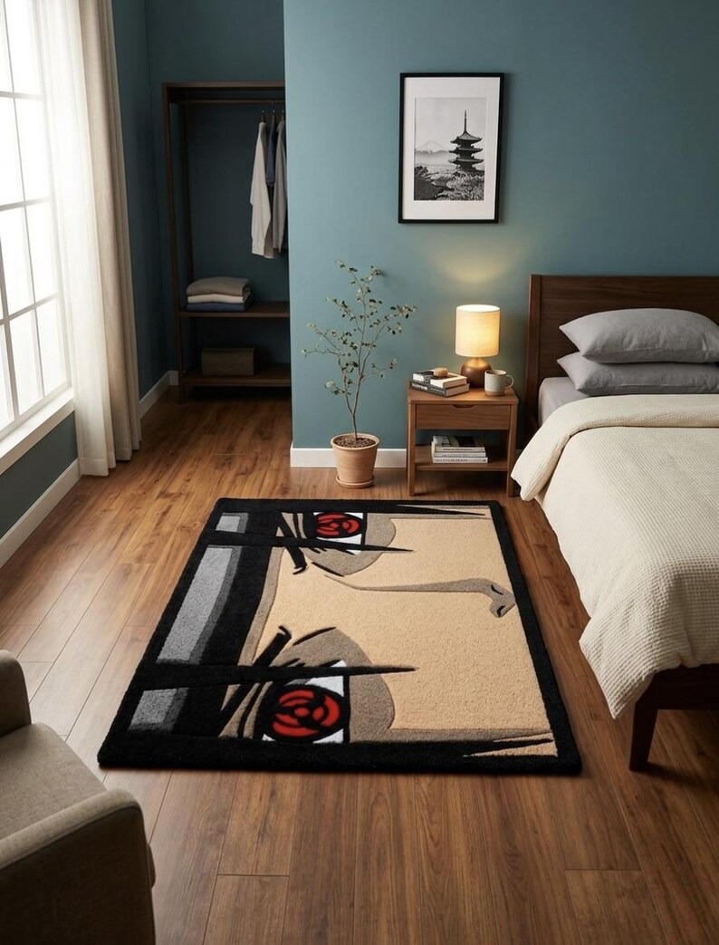 Uchia Rug Handmade Itachi Uchiha Sharingan Rug – Naruto Anime Fan Art Floor Mat ...