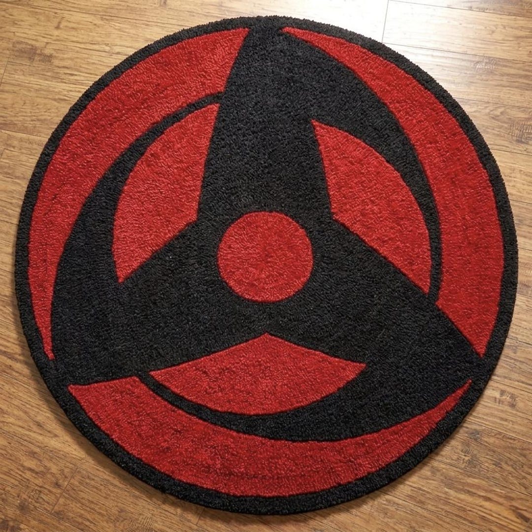 Sharingan Rug Pattern Anime Mangekyu Sharingan Style Handmade Tufted Rug Red Black Eye Carpet ...