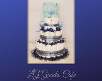 Diaper Cake 3 Tier - Diaper Cake - Boy Diaper Cake - Girl Diaper Cake - Baby Gift - Baby Shower