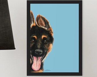 Happy German Shepherd, A4 Print From Original Painting