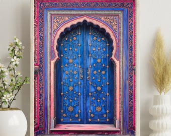 Jaipur Door Print, Rajasthani Wall Palace Decor, Indian Heritage Art, Boho Home Decor