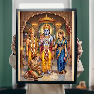Shree Ram Darbar, Ramas församling, Sita, Lakshmana och Hanuman ji, pooja-rumsdekor