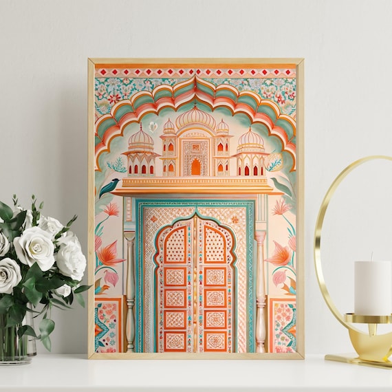 Jaipur Travel Poster, India Wall Art, Rajasthan Heritage, Home