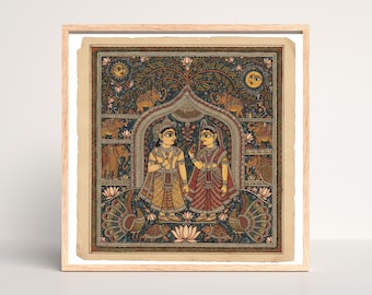 Arte mural de Pichwai, Radha Krishna, decoración del hogar, pintura Madhubani, arte popular indio