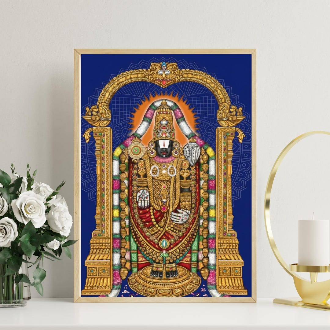 Tirupati Balaji Wall Art, Hindu God, Pooja Room, Venkateswara Artwork ...