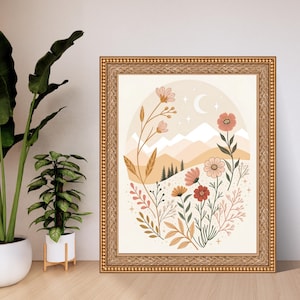 trendy boho wall art, Boho Abstract Flowers Print Set of 3, Terracotta Prints, Floral Wall Art, Vintage Art Print, Boho Printable Art, HOME