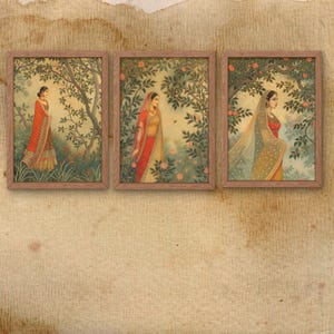 Digital Indian traditional woman poster/Printable wall art, traditional Indian art, Indian woman painting Indian aesthetic digital art