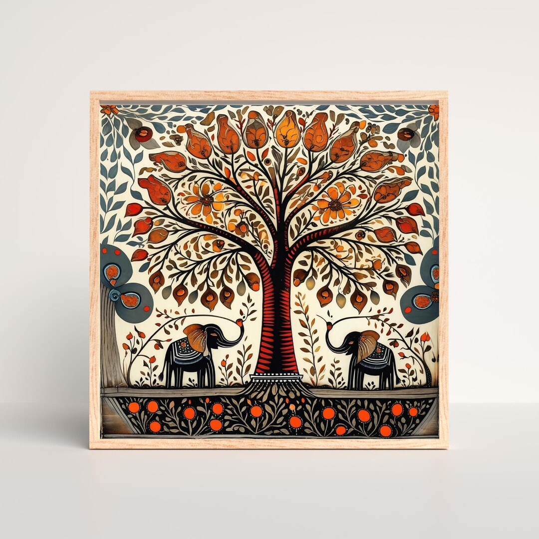 Madhubani Painting, Tree of Life Art, Indian Folk Painting, Traditional ...