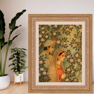 Beautiful Indian Traditional Lady in the Garden | Ethnic Digital Wall Art | Printable Poster FOR GIFT