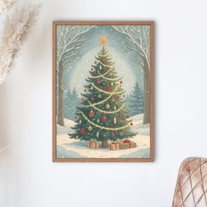 Printable Vintage Christmas Wall Art Set of 3, Neutral Art House Christmas Décor Wall Art, Winter Holiday Paintings, Christmas Prints Set
