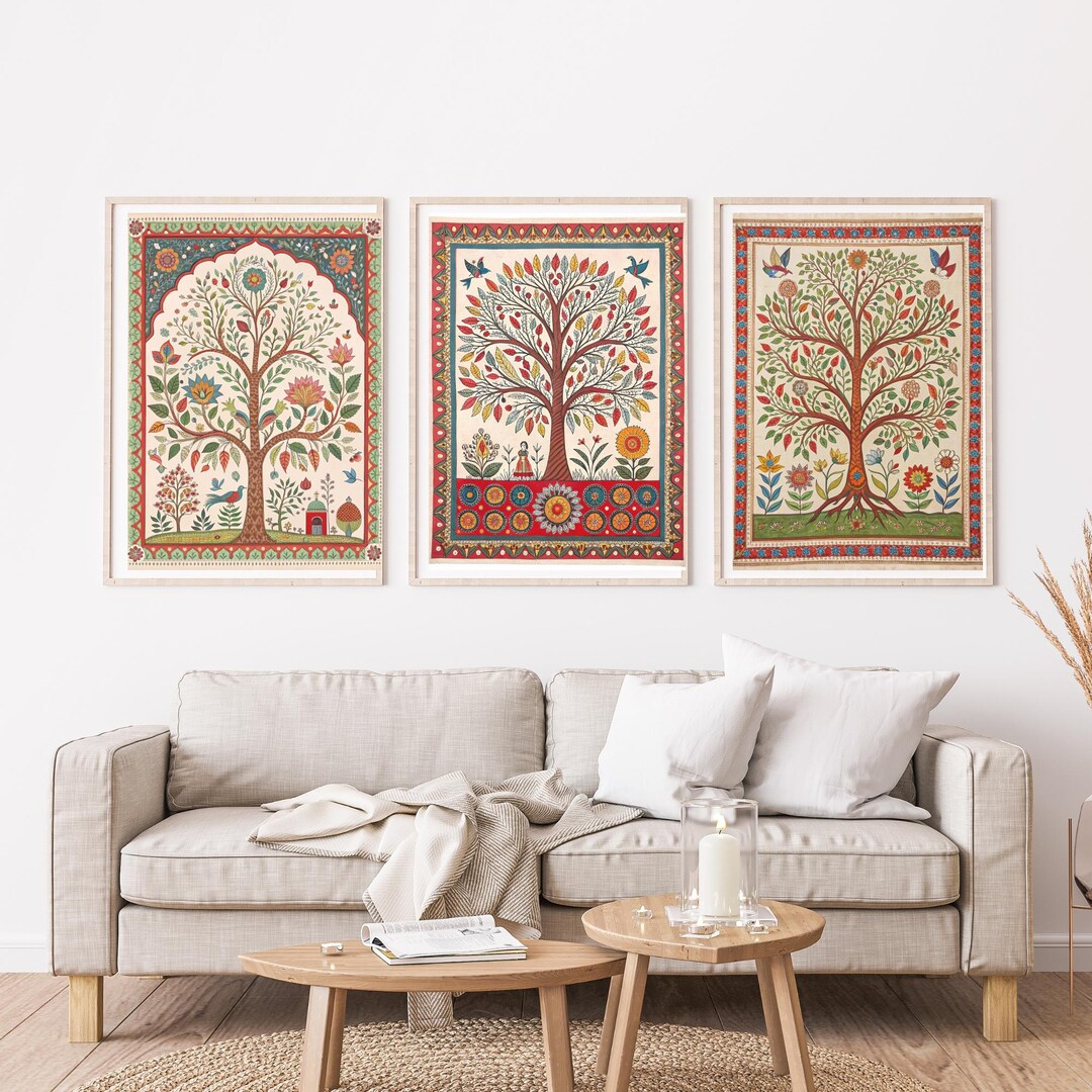 Tree of Life, Madhubani Wall Art, Traditional Print, Boho Folk Decor - Etsy
