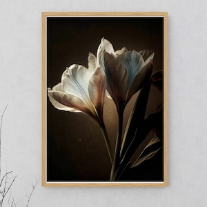 Vintage MOODY Blumen Kunstdruck | Dunkel Stillleben Blumenkunst | Antiken Stil druckbare Wand Dekor | Digitaler Download | Geschenkidee