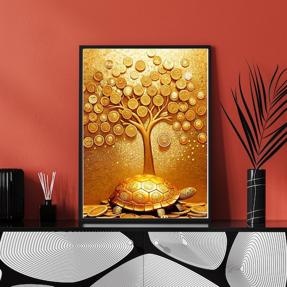 Golden Money Tree Wall Art Print, Feng Shui Poster, Wealth Abundance,  Prosperity Decor, - Etsy