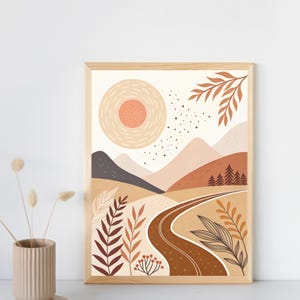 trendy boho wall art, Boho Abstract Flowers Print Set of 3, Terracotta Prints, Floral Wall Art, Vintage Art Print, Boho Printable Art, home
