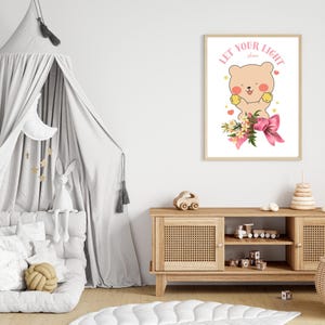 Dibujo de osito de peluche para guardería, arte de pared imprimible de género neutro, ilustración vintage, decoración de habitación de bebé, para decoración de habitación infantil
