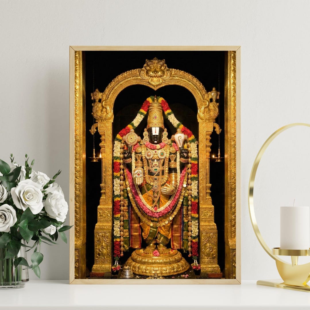 Tanjore Tirupati Balaji Wall Art, Hindu God Poster, Venkateswara ...