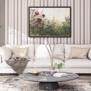 Spring Wildflower Art Print | Colorful Field Wall Decor | Neutral Vintage Style Painting | Digital Download