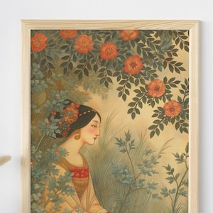 Lady in the garden | Indian digital artwork, Printable wall art, traditional Indian  art, Indian woman painting