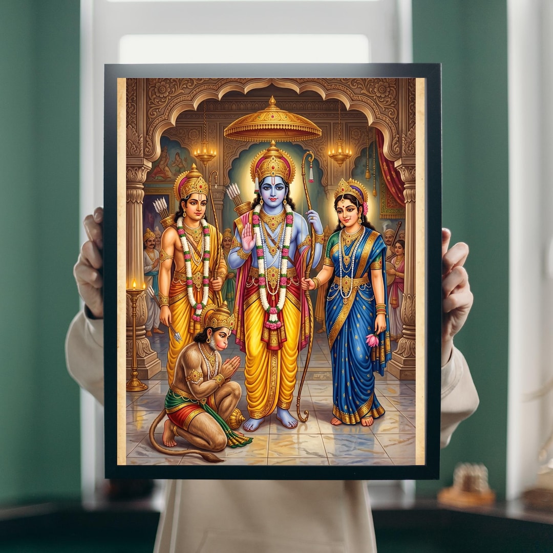 Shree Ram Darbar, Rama's Assembly, Sita, Lakshmana, and Hanuman Ji