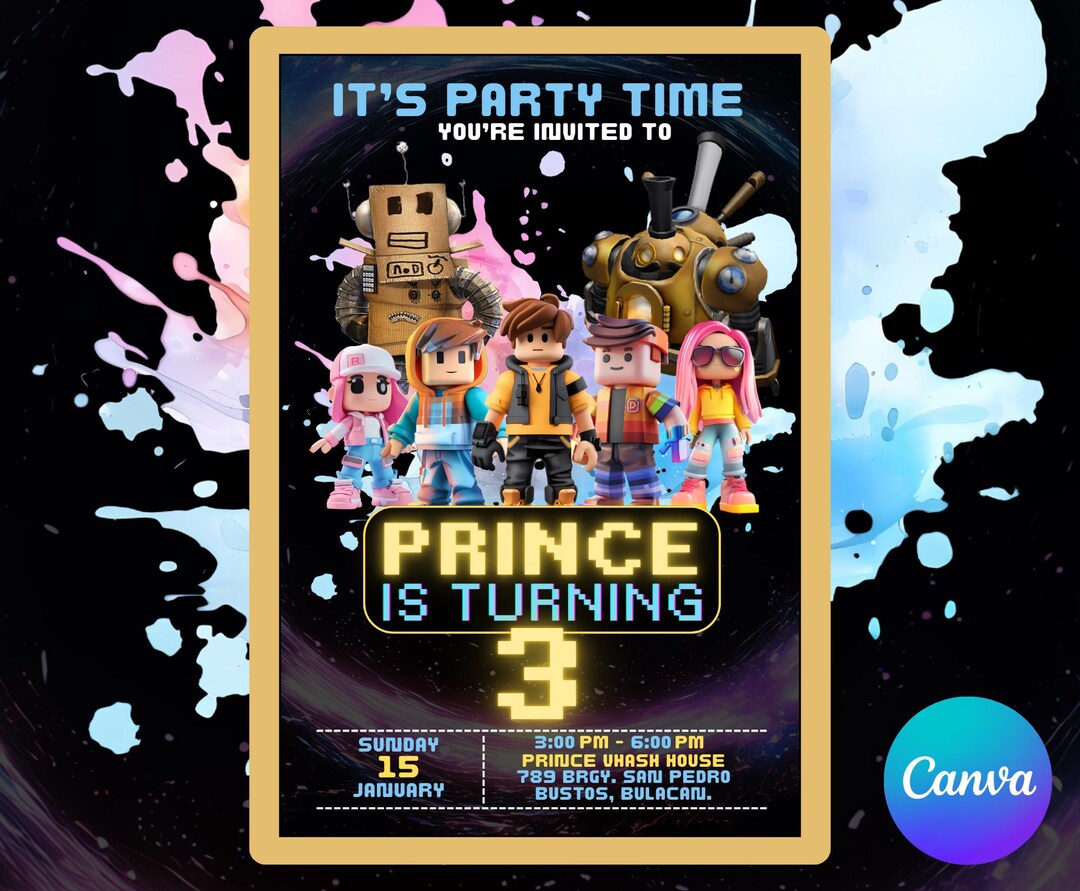 Roblox Birthday Invitation | Editable Digital Invite | Gamer Party ...