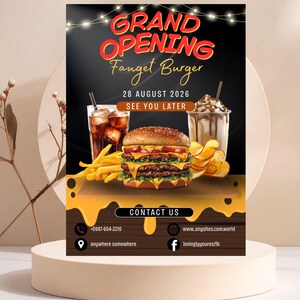 Cafe Grand Opening Invitation Template | Editable Resto Launch Invite | Printable Business Opening Flyer | I Canva Editable Template