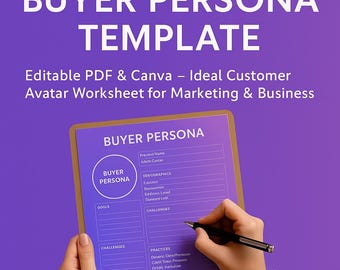 バイヤーペルソナテンプレート Canva PDF | 理想の顧客アバターワークシート | 起業家向けマーケティング＆ビジネスプランナー