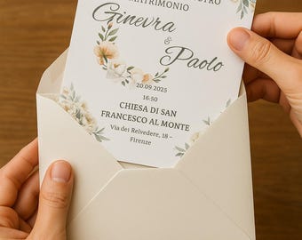 結婚式招待状テンプレート – 印刷可能な花柄カード | 編集可能な日付保存 | デジタルニュートラルな結婚式招待状PDF