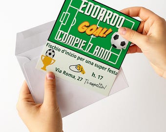 男の子向けサッカー誕生日招待状 – 編集可能な緑色のデジタル招待状 | サッカーパーティー – すぐにダウンロード – EmotionKit