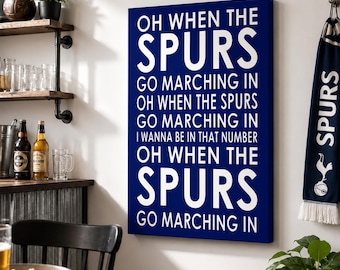Spurs Fight Song Navy Blue Canvas, San Antonio Spurs Typography Wall Art, Classic Fan Chant Minimal Sports Decor, Game Day Home Bar&Man Cave