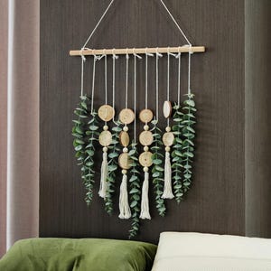 Handmade Eucalyptus Wall Hanging,Imitation Eucalyptus Leaf Ornament,Housewarming Gift,Macrame Wall Hanging,Boho Wall Decor,Housewarming gift