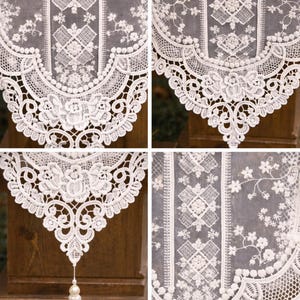 White Lace Table Runner, Floral Embroidered Tulle, Wedding Table Decor image 9