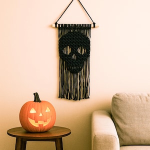 Handmade Skull Hanging Ornament, Halloween Skull Decoration, Halloween Wall Decor, Spooky Wall Decor, Halloween Gift, Holiday Decor