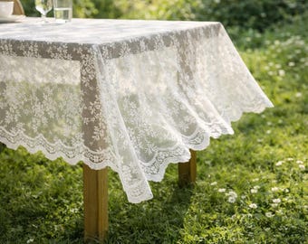 Mantel floral romántico, mantel de encaje de estilo campestre francés, elegante decoración para recepción de boda, elegante regalo de inauguración de casa