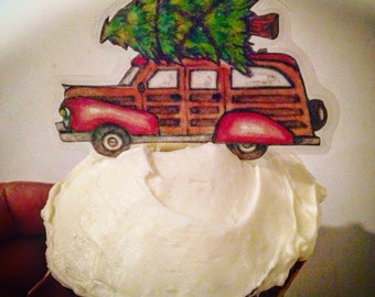 Christmas Woody Tree Cupcake Toppers
