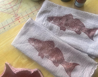 Red Drum tea towel