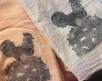chicken yellow tea towel