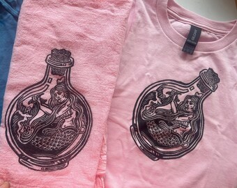 Bottled Mermaid tea towel