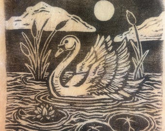 Swan yellow tea towel