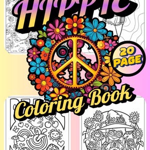 20-seitiges Hippie-Malbuch – Druckbare Boho-, Friedens- & Flower-Power-Motive für Kinder und Erwachsene