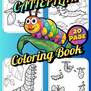 20-Page Caterpillar Coloring Book – Printable Cute and Educational Insect Designs for Kids and Adults