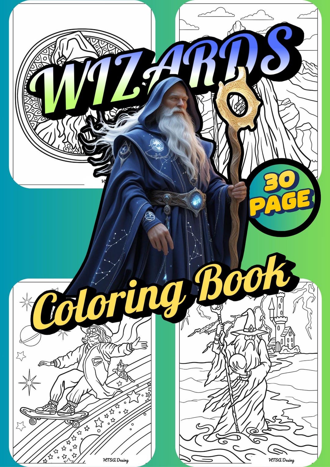 30-page Wizard Coloring Book – Mystical Sorcerers, Magic Spells ...