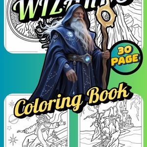 Libro para Colorear Mago 30 Páginas – Hechiceros Místicos y Mundos Encantados