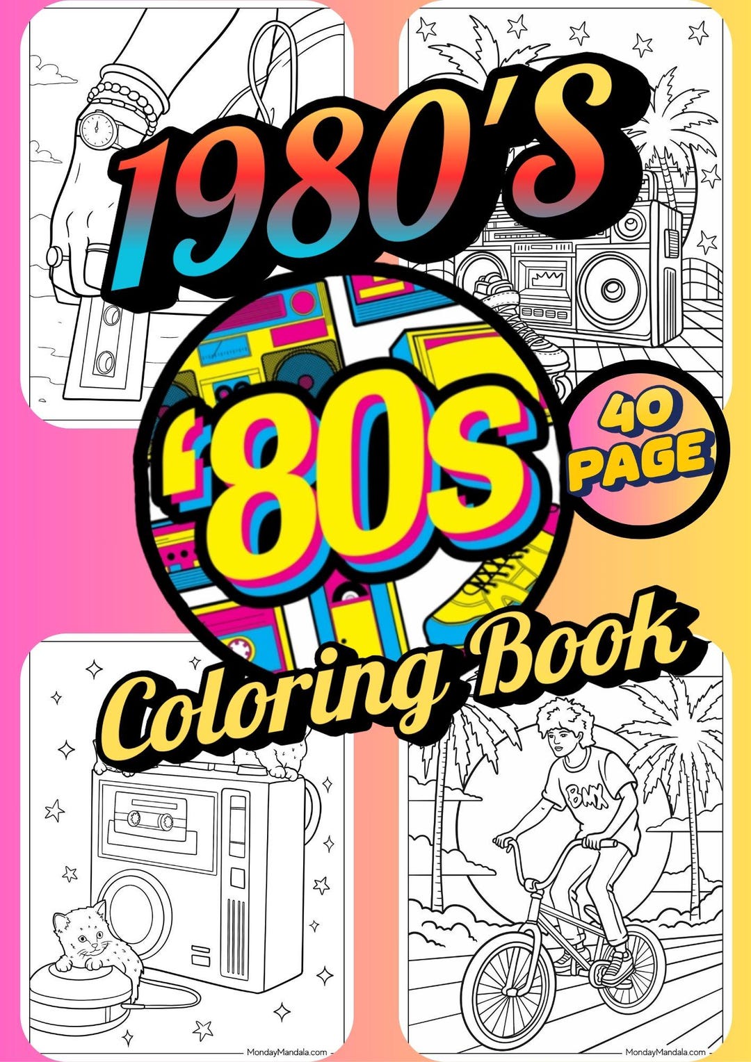 40-page 80s Retro Coloring Book – Vintage 80s Inspired Printable ...