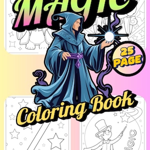 25-Page Magic Coloring Book – Printable Enchanted Spells, Wizards, and Magical Creatures for Kids and Adults