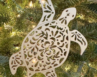 Sea Turtle Wood Ornament