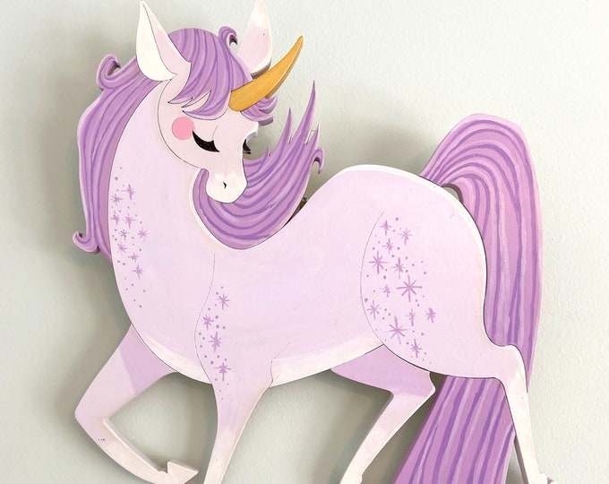 Purple Unicorn Wall Wood Art