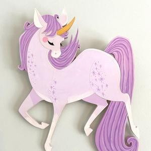 Purple Unicorn Wall Wood Art